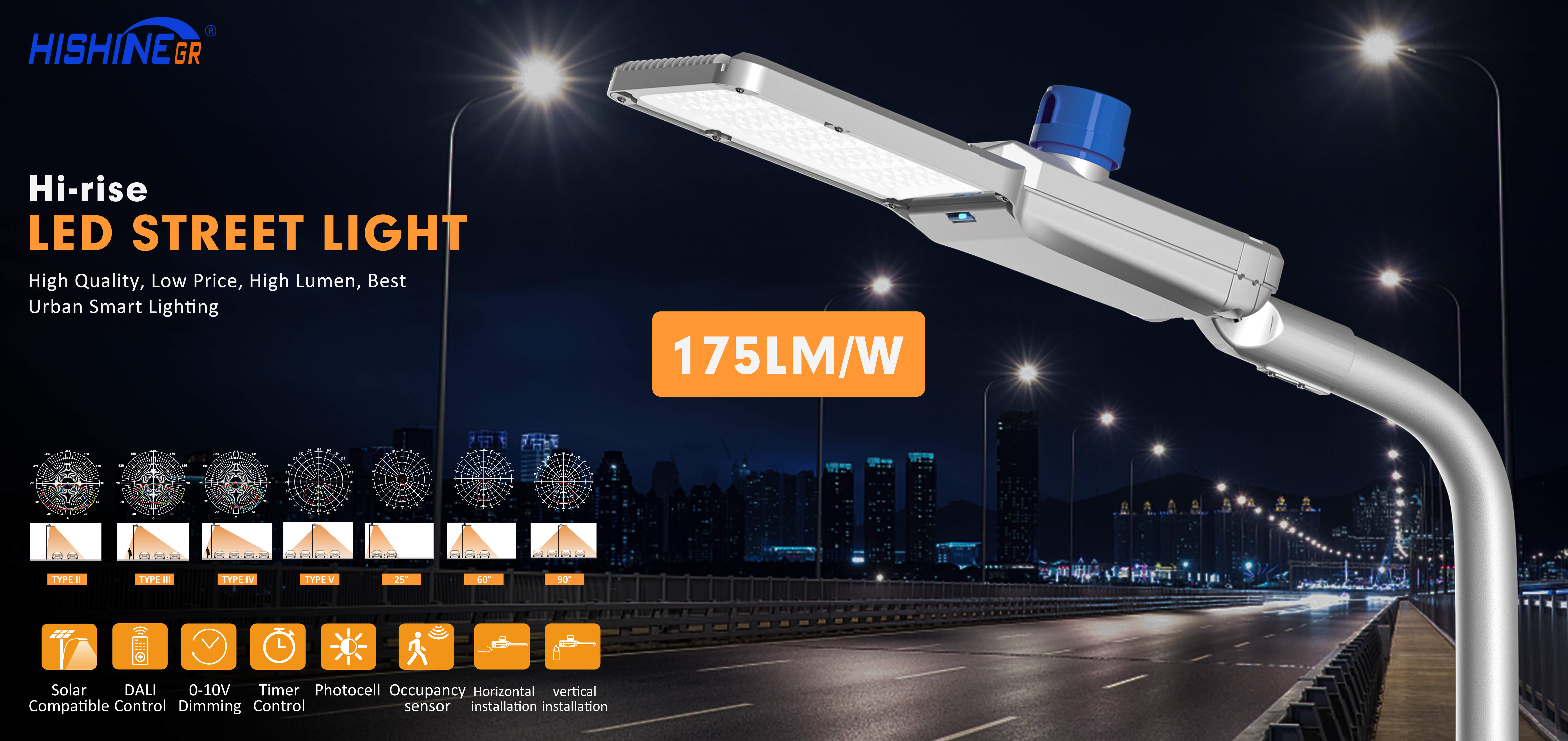 175LM/W led street light