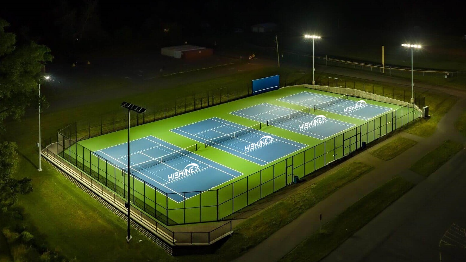 (America) 53Pcs 400W Floodlights Light Up 6 Tennis Courts & 4 Pick Ball Courts